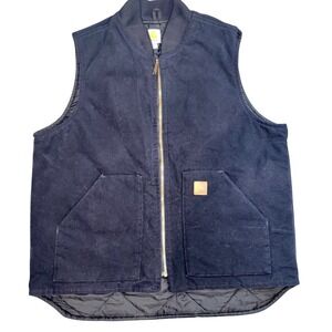 Carhartt Mens Vest Canvas Duck Arctic Quilt Lined Black Work Utility